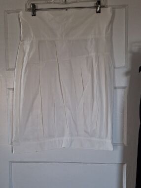 Dries Van Noten White Pleated Pencil Skirt